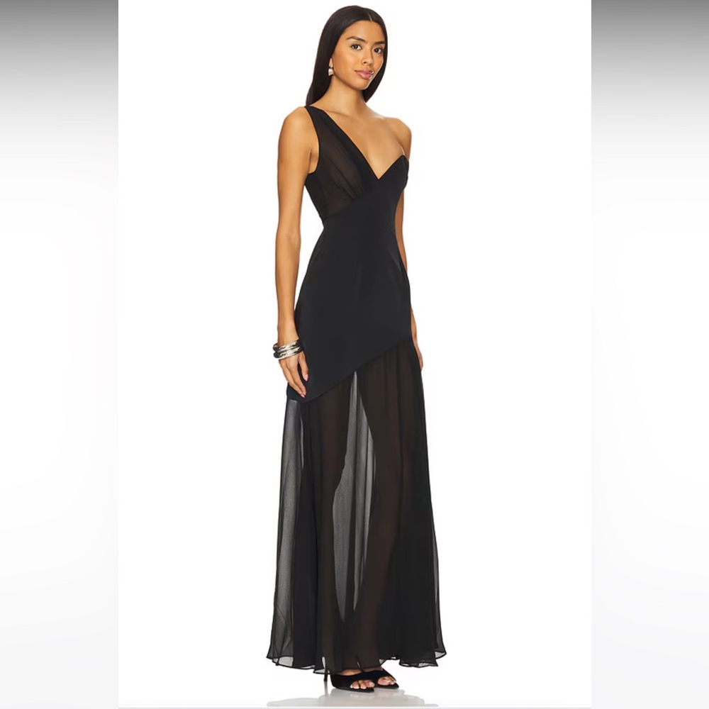 Camila Coelho black sheer and silk gown dress